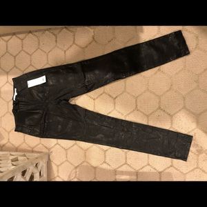 NWT Veronica Beard black stretch lamb leather leggings